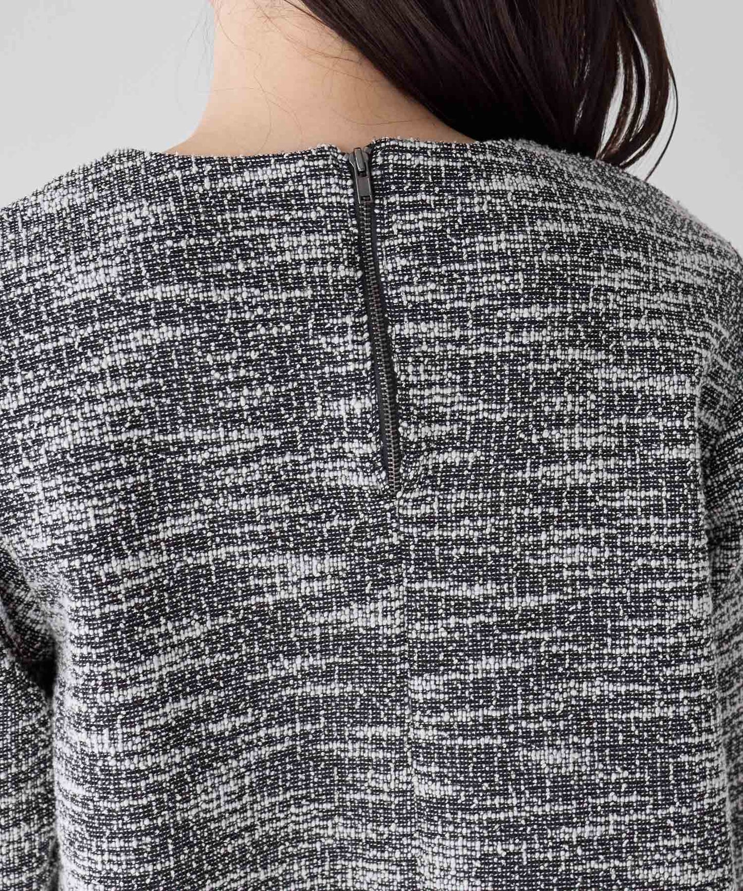 ツイードフリル袖トップス