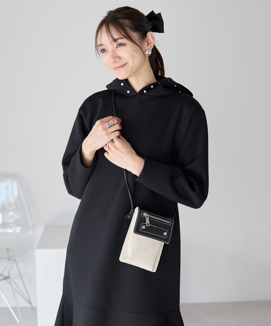 【1月4日(日)20時〜新発売】パールフードフレアワンピース