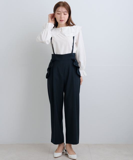 【3月1日(日)20時〜新色ネイビー販売開始】2wayサロペットフリルポケットパンツ