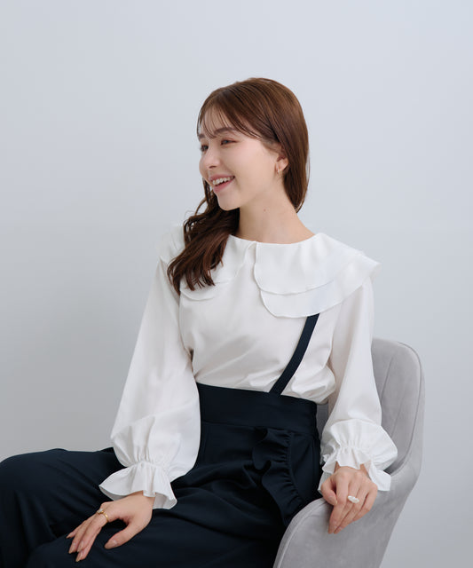 【2月15日(日)20時〜新発売】ツインフローラルカラーブラウス-Soft Touch-