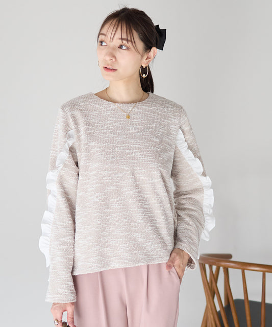 【2月1日(日)20時〜新発売】ツイードフリル袖トップス