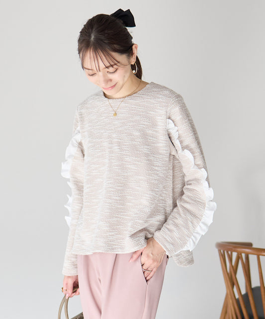 【2月1日(日)20時〜新発売】ツイードフリル袖トップス