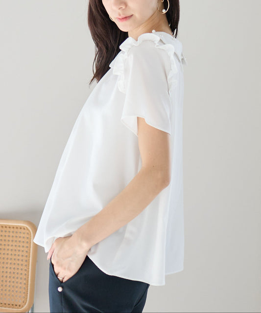 【3月22日(日)20時〜新発売】クリオネフリルパール襟ブラウス