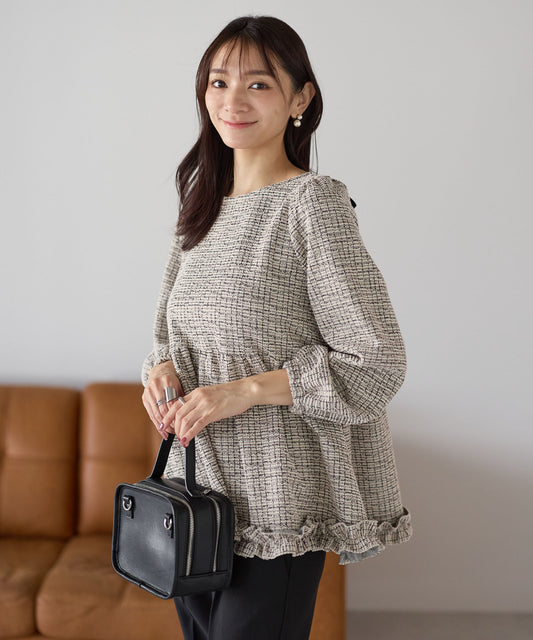 【11月9日(日)20時〜新発売】クラシカルリボンツイードトップス