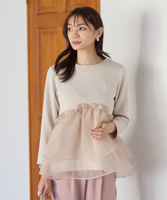 【11月9日(日)20時〜新発売】チュールペプラム裏起毛トップス(11月末頃発送)