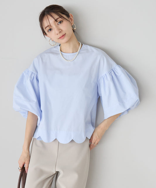 【3月8日(日)20時〜新発売】バルーンスリーブスカラップブラウス