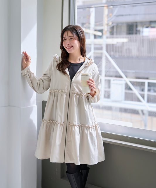 【9月20日(日)20時〜新発売】撥水フリルティアードコート(撥水防汚素材使用)