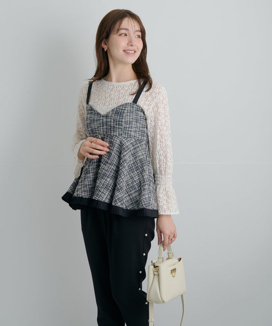 【3月29日(日)20時〜新発売】バックリボンツイードフレアキャミソール