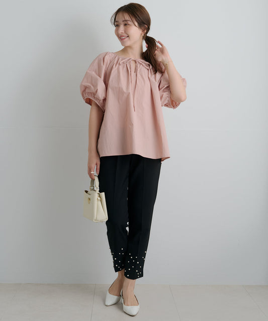 【4月12日(日)20時〜新発売】ドライタッチリボンギャザーブラウス