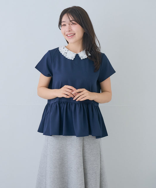 【5月24日(日)20時〜新発売】レースカラー2WAYぺプラムブラウス