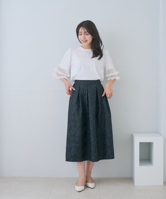 【5月24日(日)20時〜新発売】フラワージャガードボリュームスカート