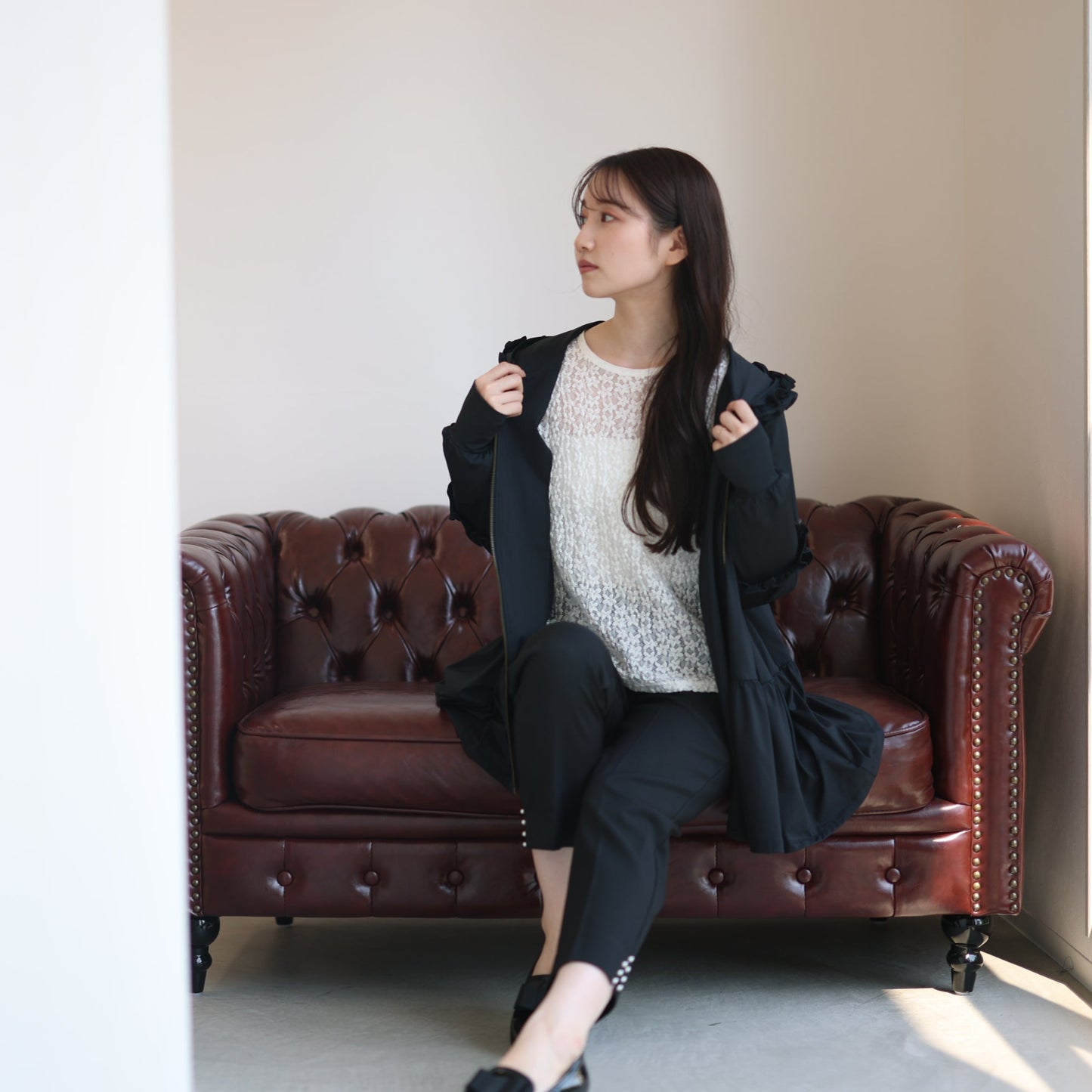【8月3日(日)20時〜新発売】25AW UVカット99.9%フリルティアードパーカー
