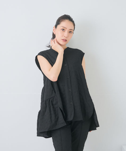 【8月5日(水)20時〜新発売】ブルームエンボスフレアジレ/セットアップ対応アイテム