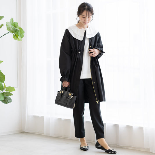 ギャザーフリルドローストコート