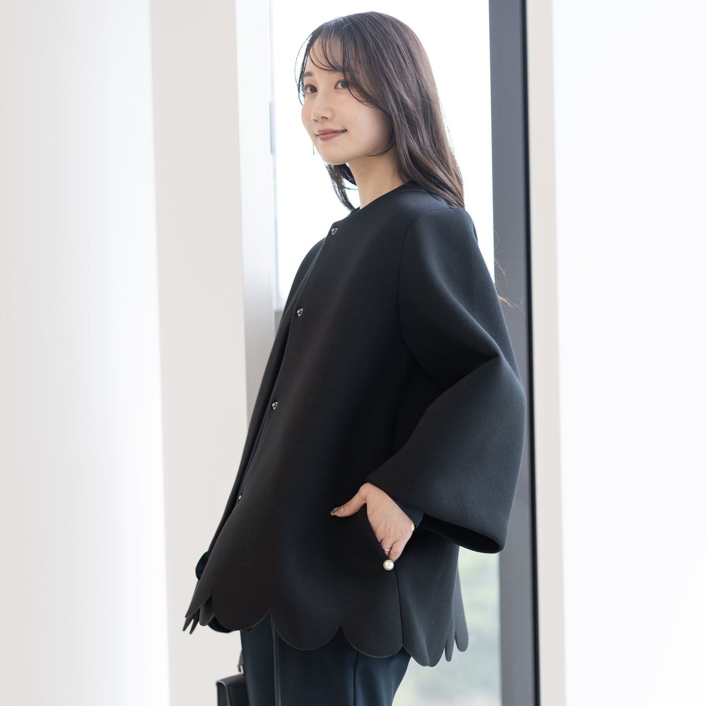 【9月26日(金)13時〜販売開始】スカラップAラインジャケットコート