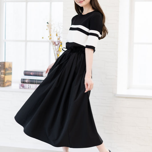 接触冷感ニットドッキングワンピース