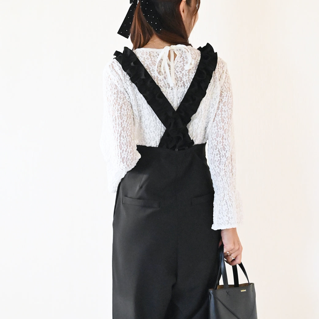 【10月10日(金)13時〜新発売】フリルストラップサロペットパンツ
