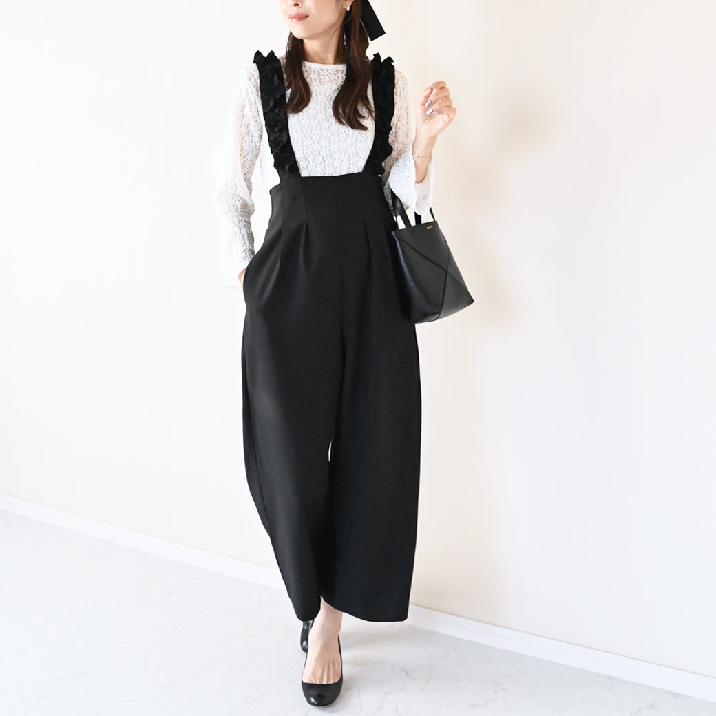 【10月10日(金)13時〜新発売】フリルストラップサロペットパンツ