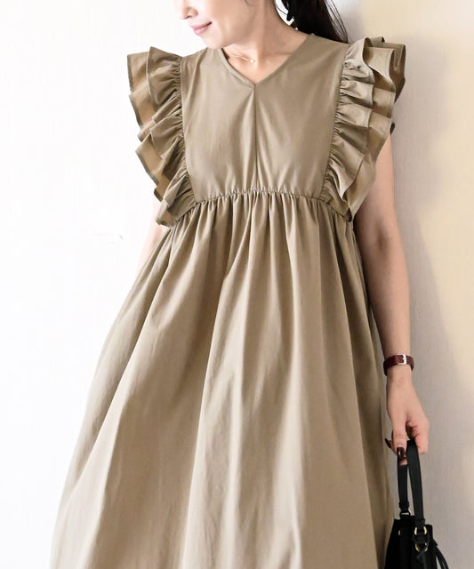 【4月12日(日)20時〜新発売】ショルダーフリルギャザーワンピース