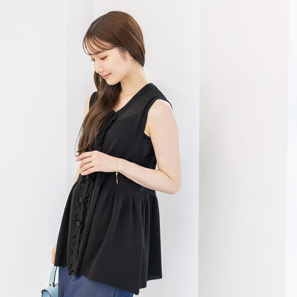 【6月22日(日)20時〜新発売】接触冷感シアーフリルペプラムジレ