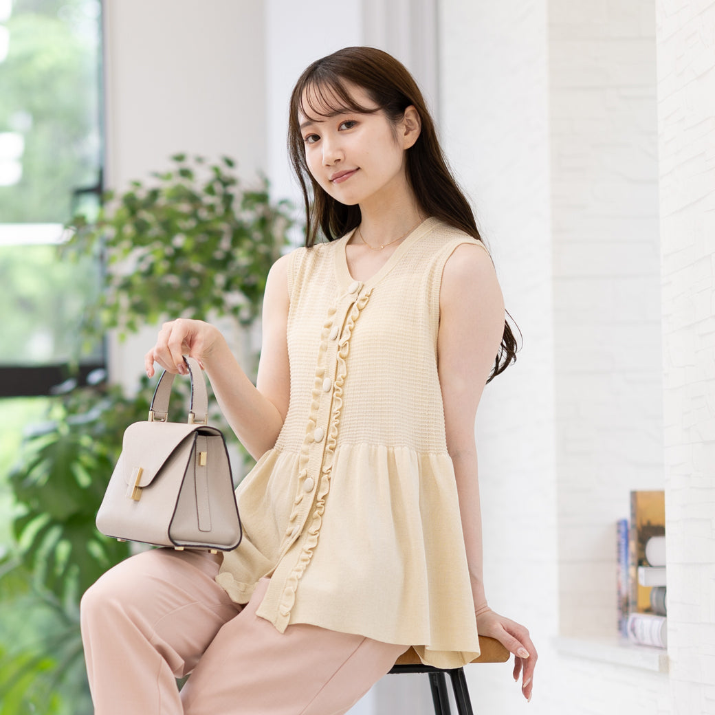 【6月22日(日)20時〜新発売】接触冷感シアーフリルペプラムジレ