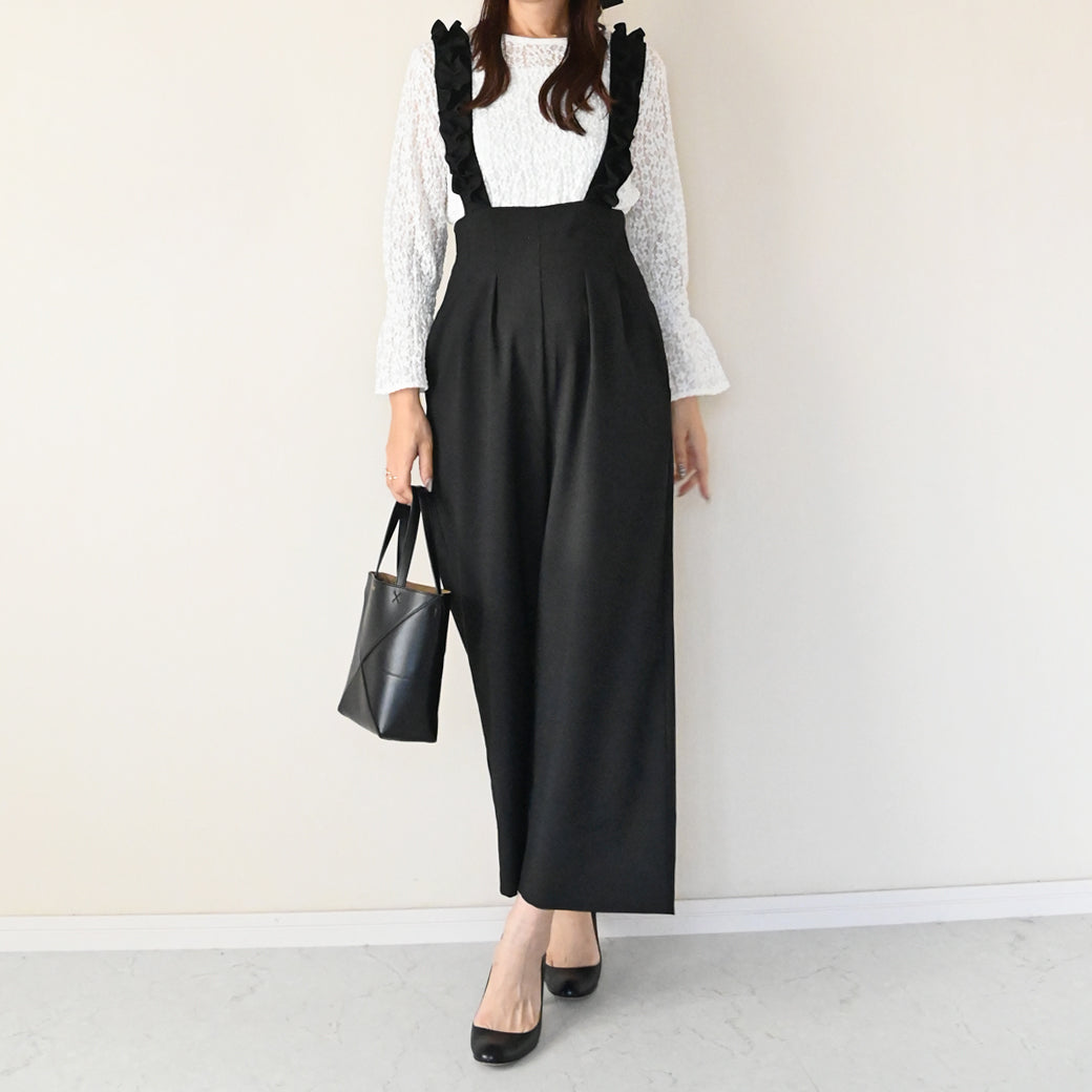 【10月10日(金)13時〜新発売】フリルストラップサロペットパンツ