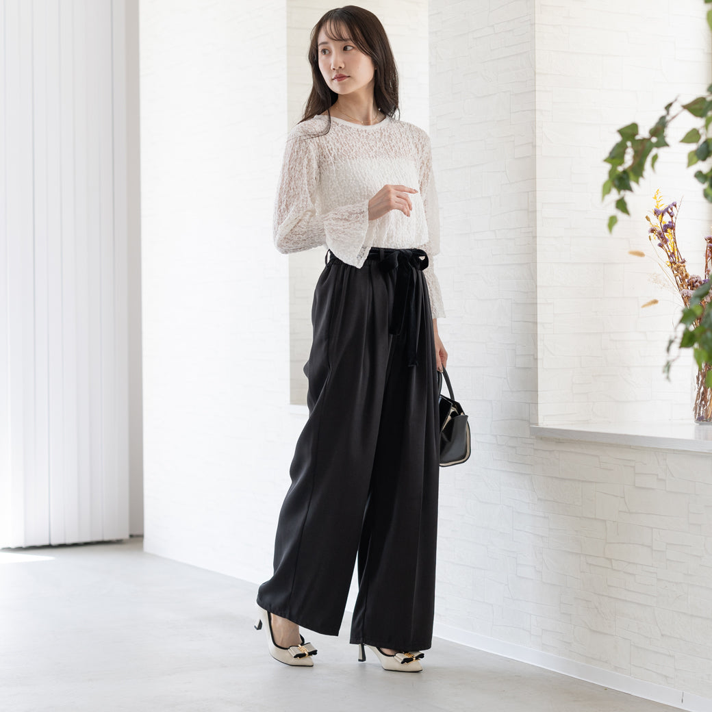 ストレッチお花レーストップス