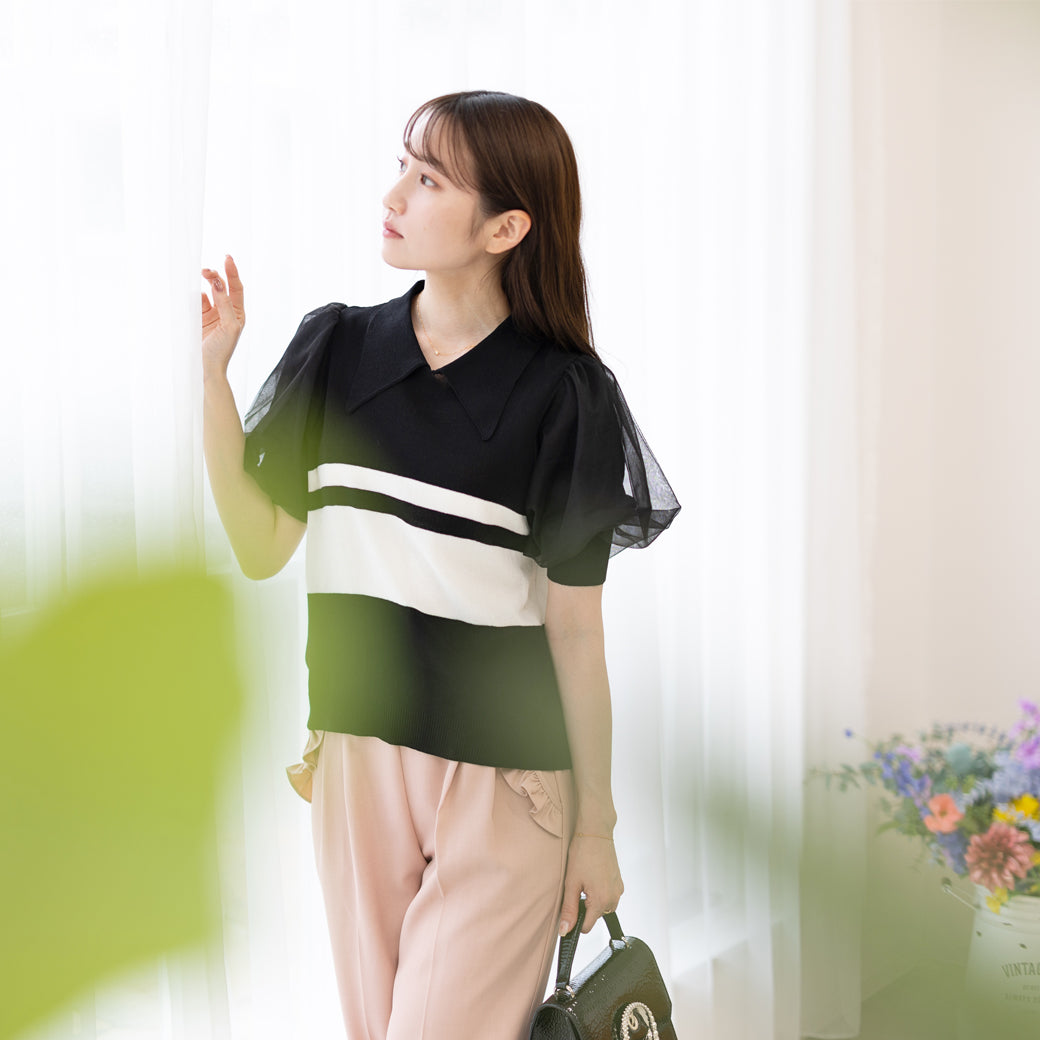 接触冷感エアリーぽわん袖ニット