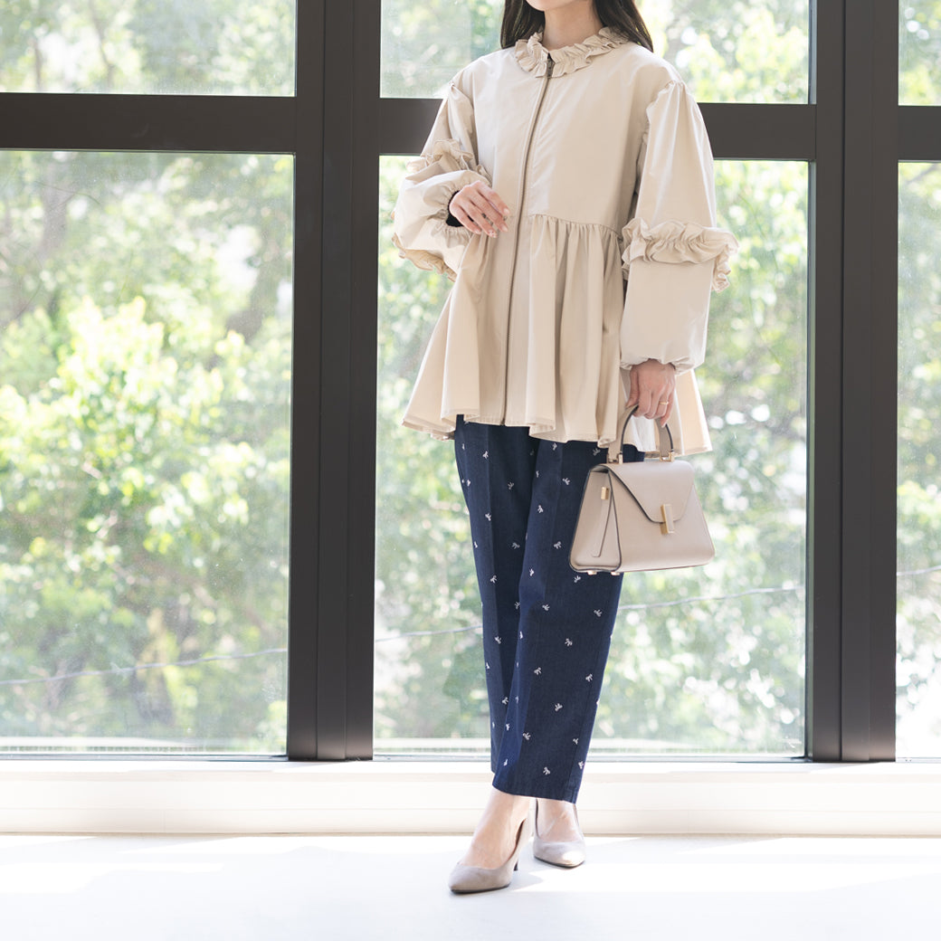 【8月17日(日)20時〜新発売】25AW リボン刺繍センタープレスデニム