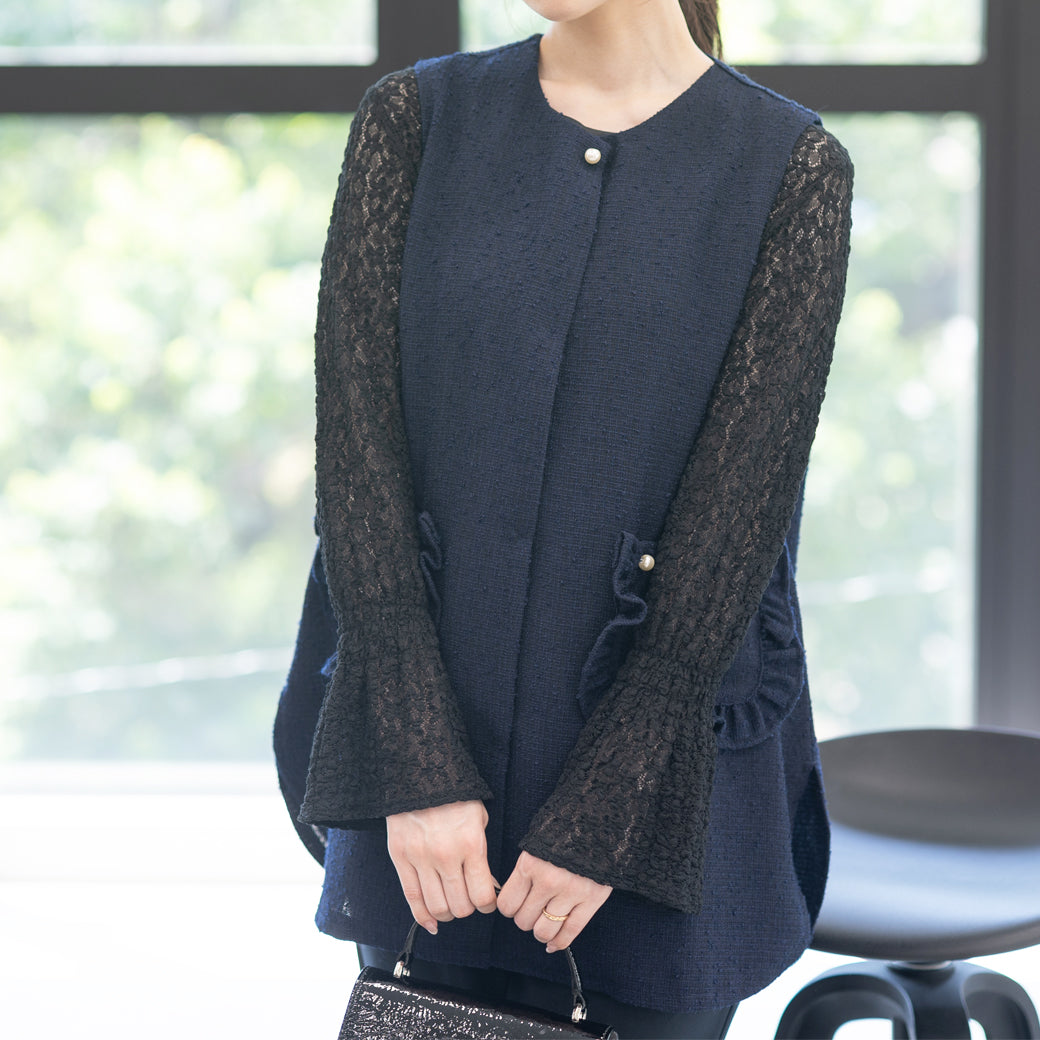 フリルポケットツイードジレ