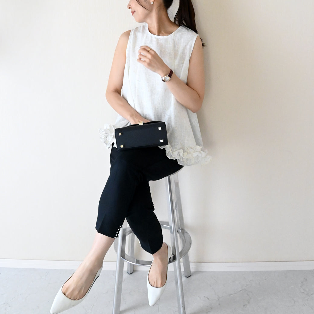 【初回特別価格5月11日(日)20時〜新発売】裾パールテーパードパンツ