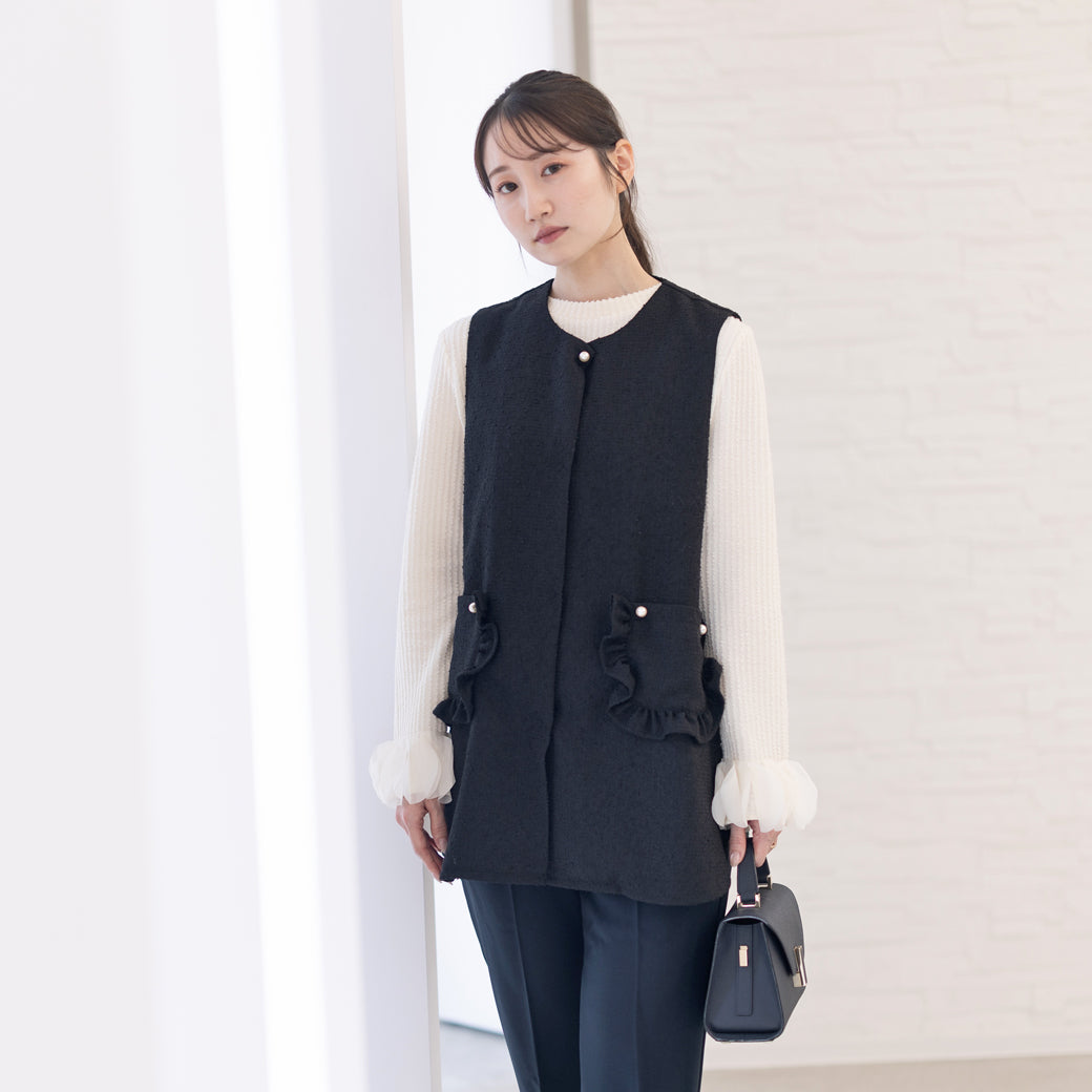 【8月17日(日)20時〜新発売】25AW フリルポケットツイードジレ
