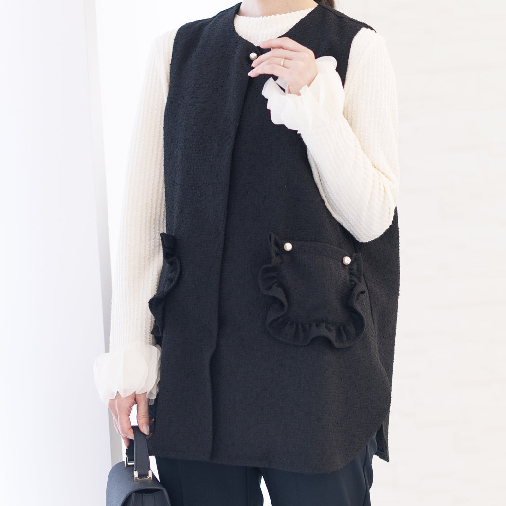 【8月17日(日)20時〜新発売】25AW フリルポケットツイードジレ