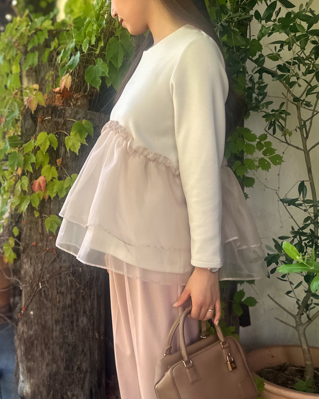 【11月9日(日)20時〜新発売】チュールペプラム裏起毛トップス(11月末頃発送)