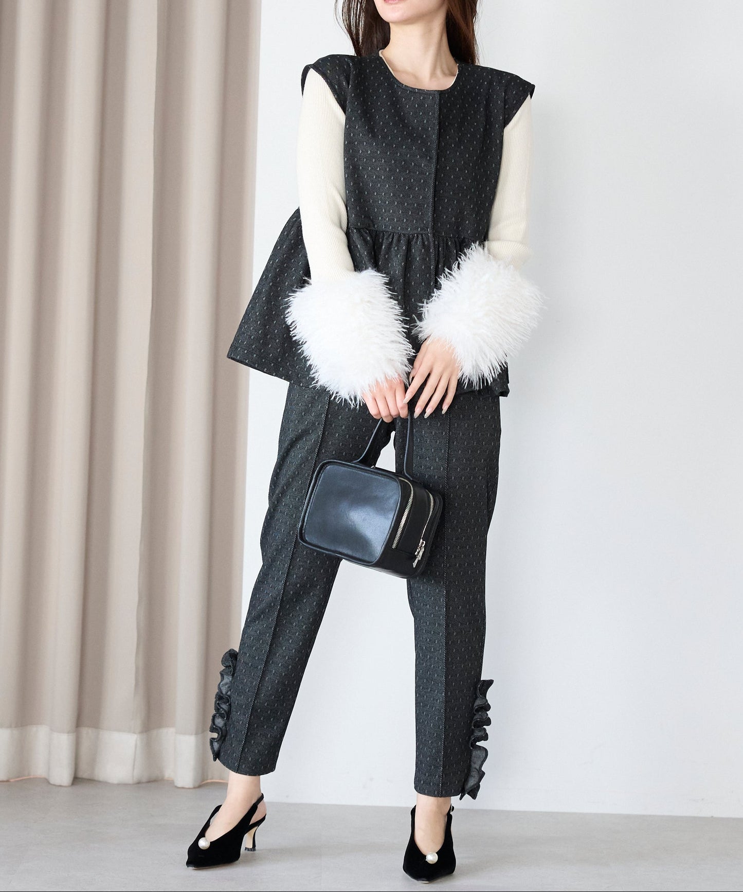 【1月11日(日)20時〜新発売】スノードットフリルテーパードパンツ