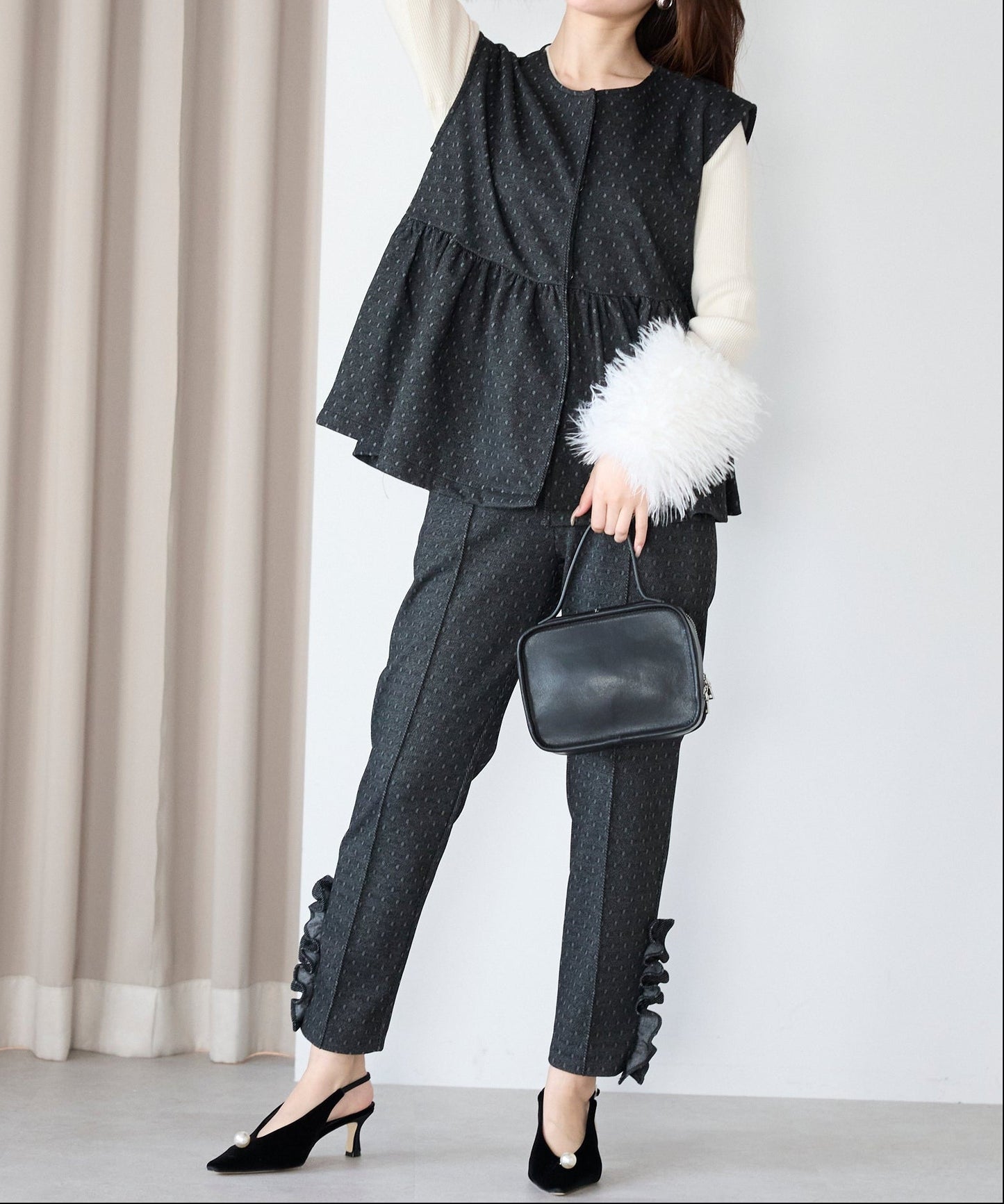 【1月11日(日)20時〜新発売】スノードットフリルテーパードパンツ