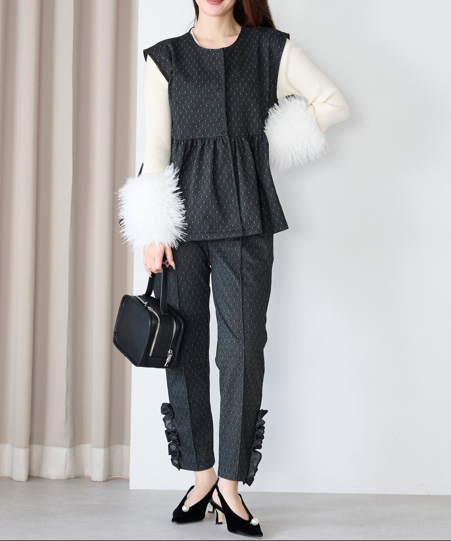 【1月11日(日)20時〜新発売】スノードットフリルテーパードパンツ