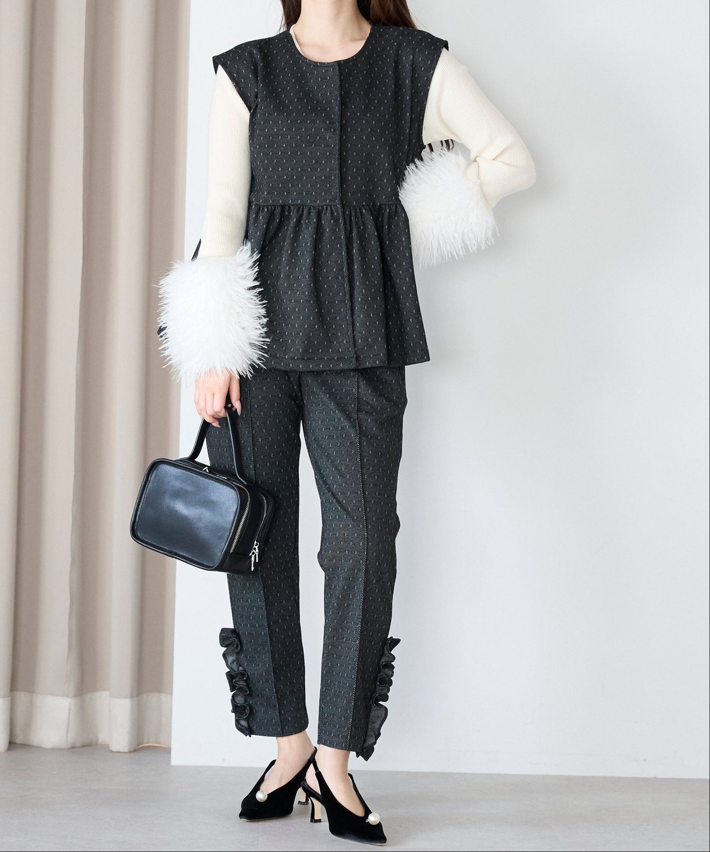 【1月11日(日)20時〜新発売】スノードットフリルテーパードパンツ