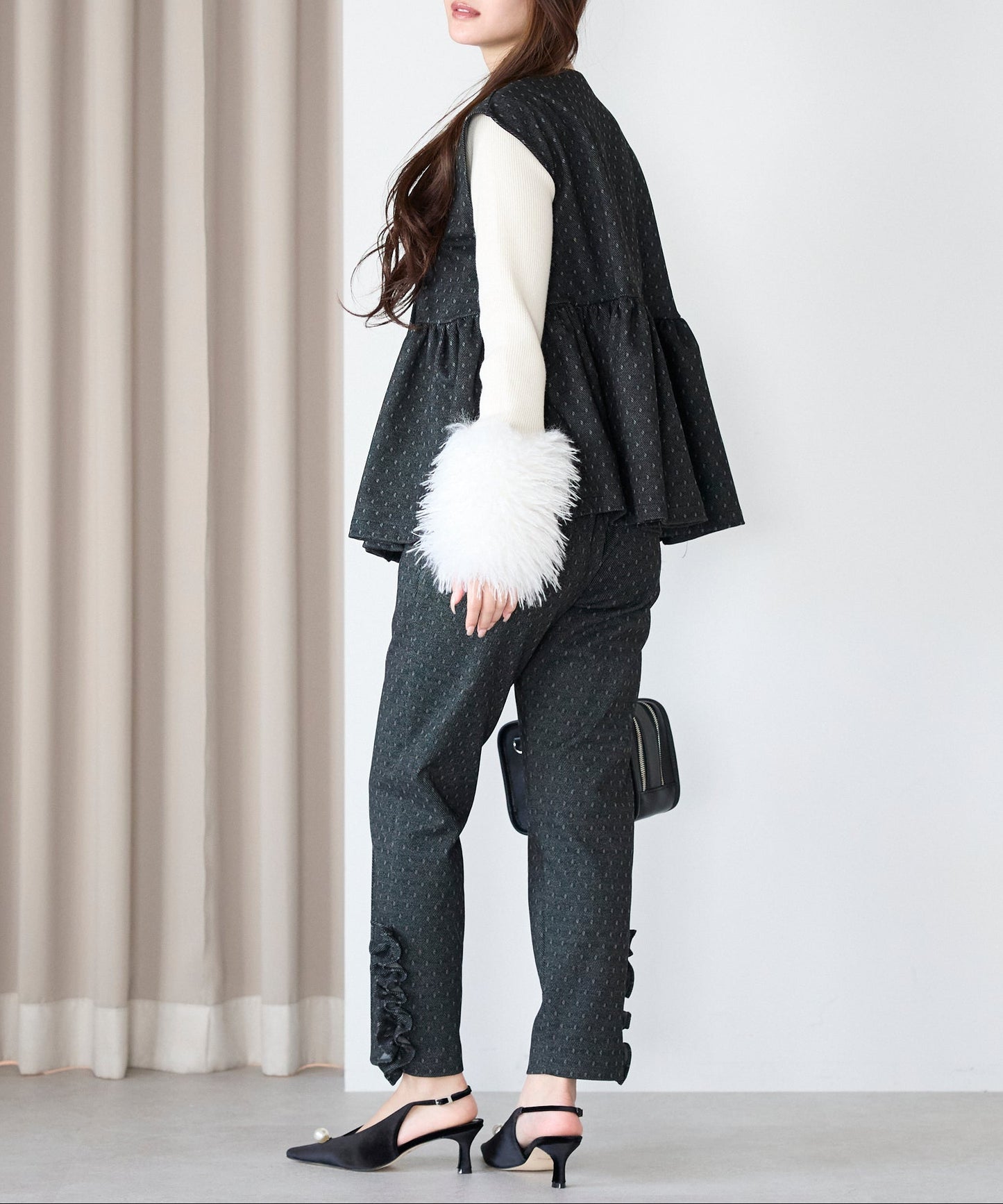 【1月11日(日)20時〜新発売】スノードットフリルテーパードパンツ