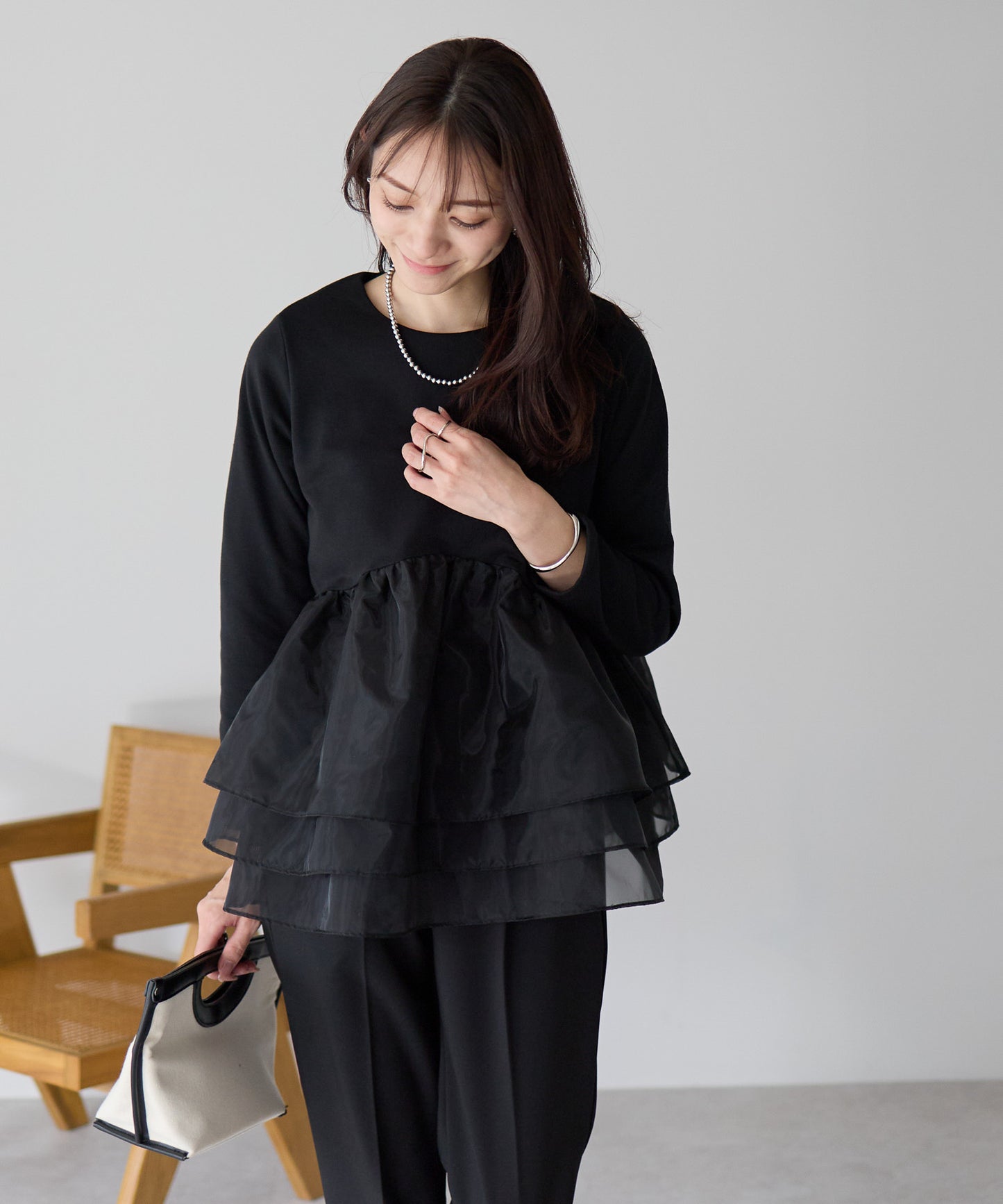 【1月25日(日)20時〜新発売】エアリーチュールペプラムトップス