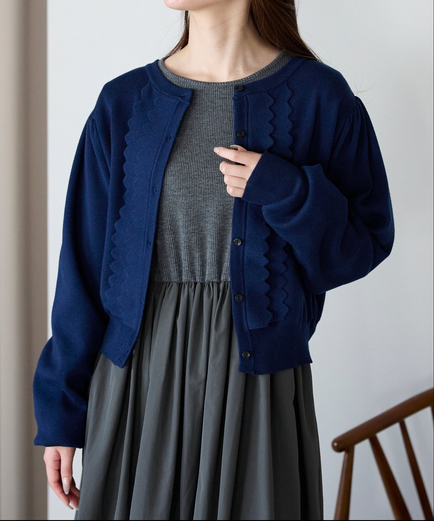 【1月4日(日)20時〜新発売】スカラップフリルニットカーディガン