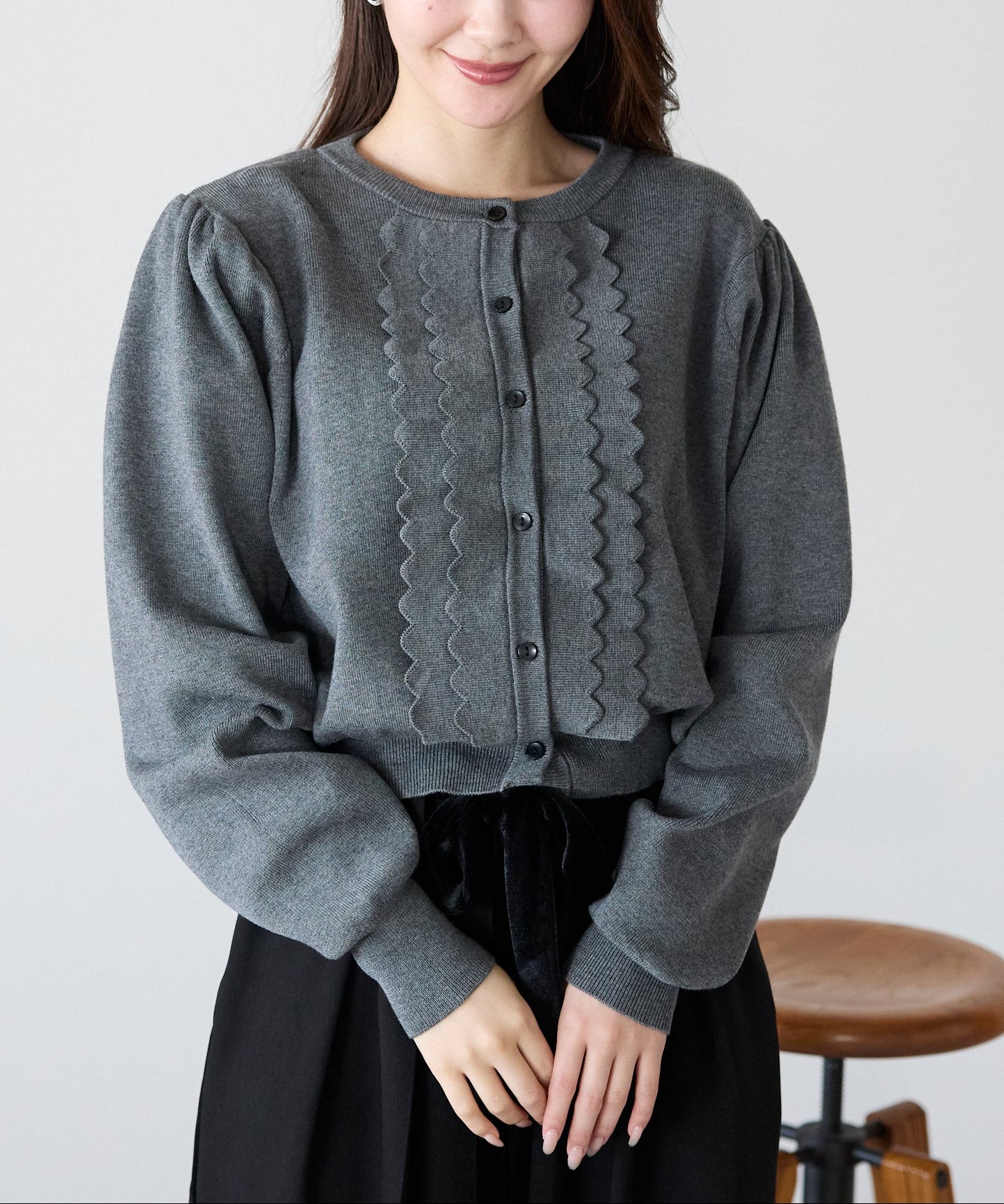 【1月4日(日)20時〜新発売】スカラップフリルニットカーディガン