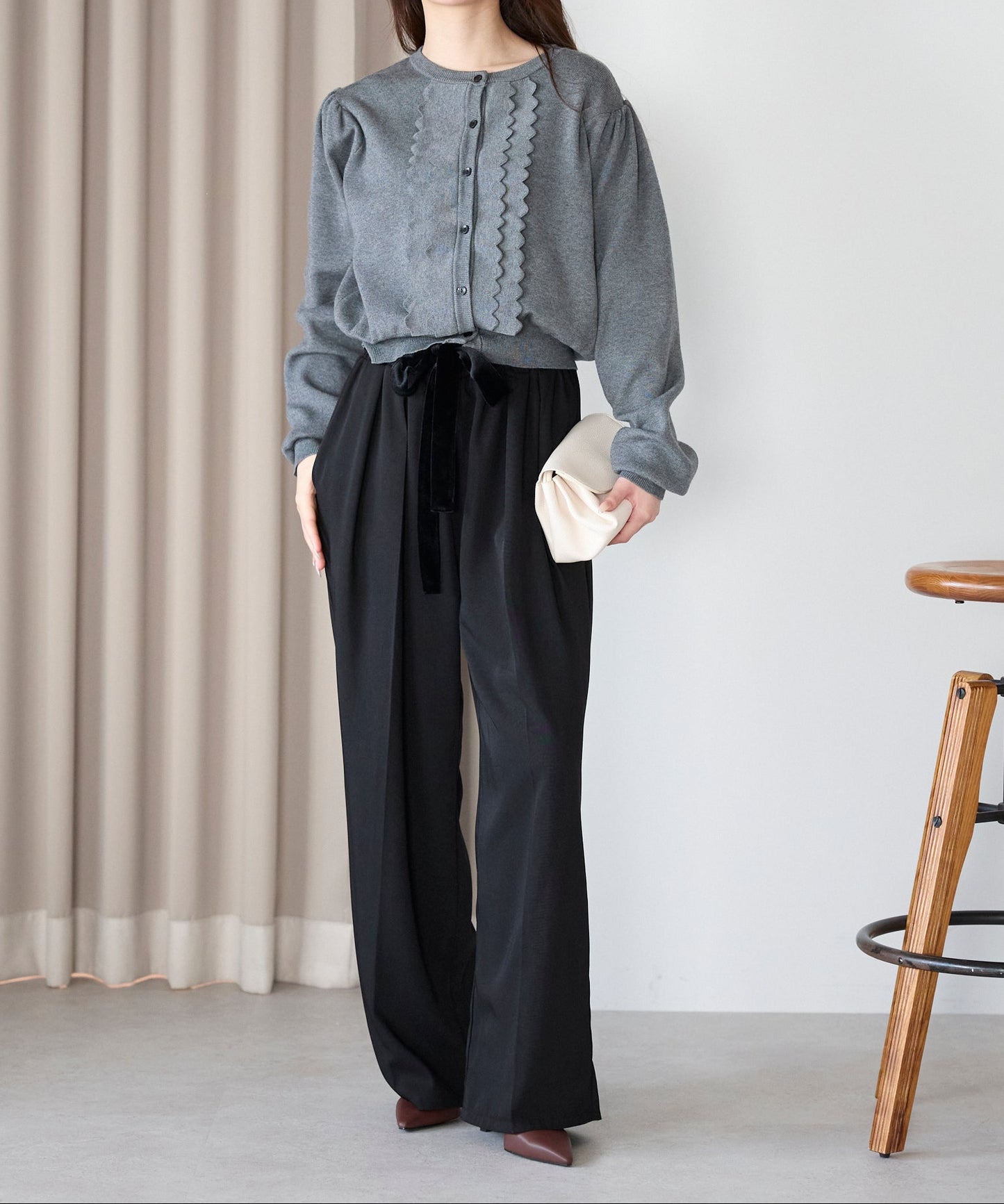 【1月4日(日)20時〜新発売】スカラップフリルニットカーディガン