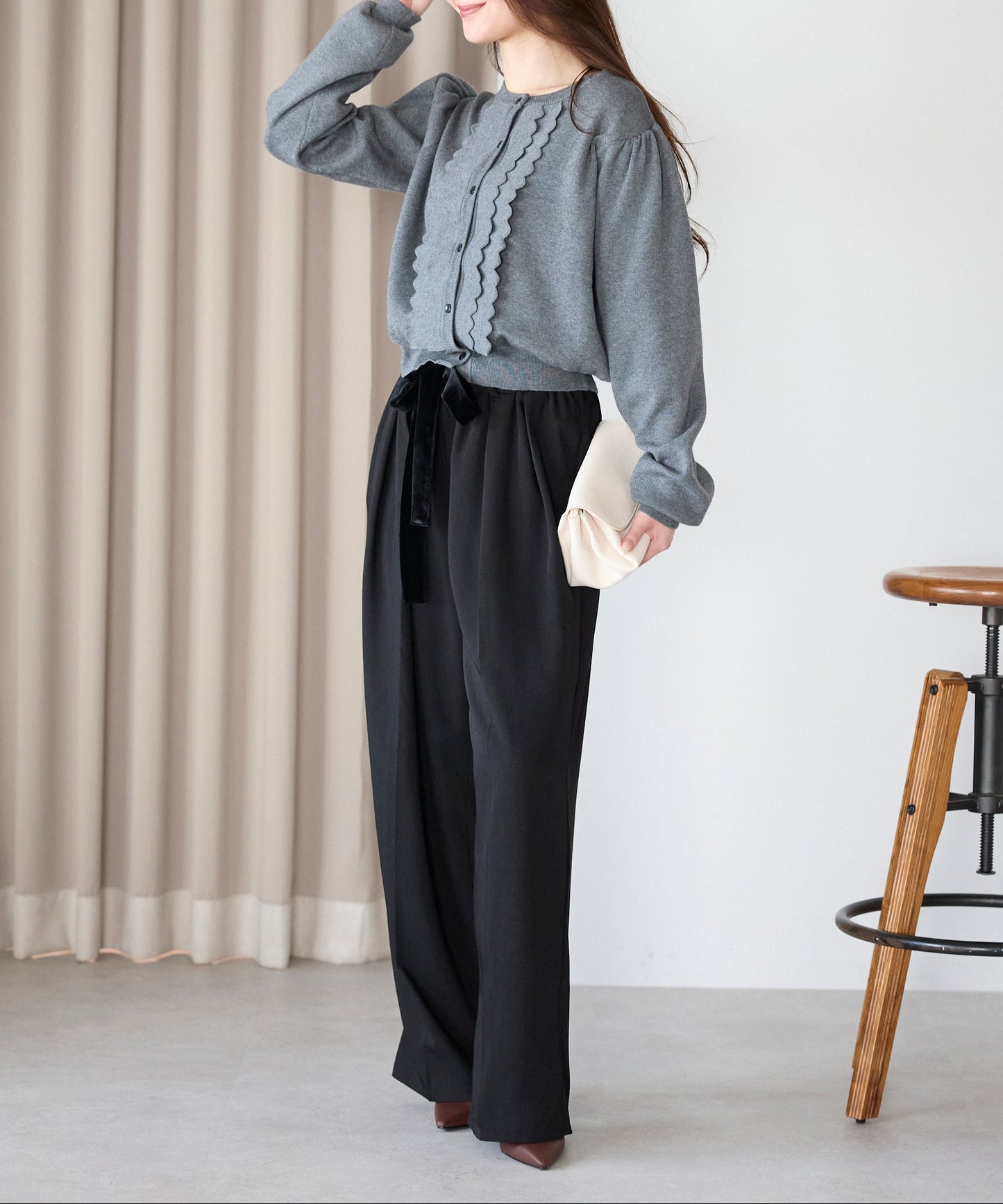 【1月4日(日)20時〜新発売】スカラップフリルニットカーディガン