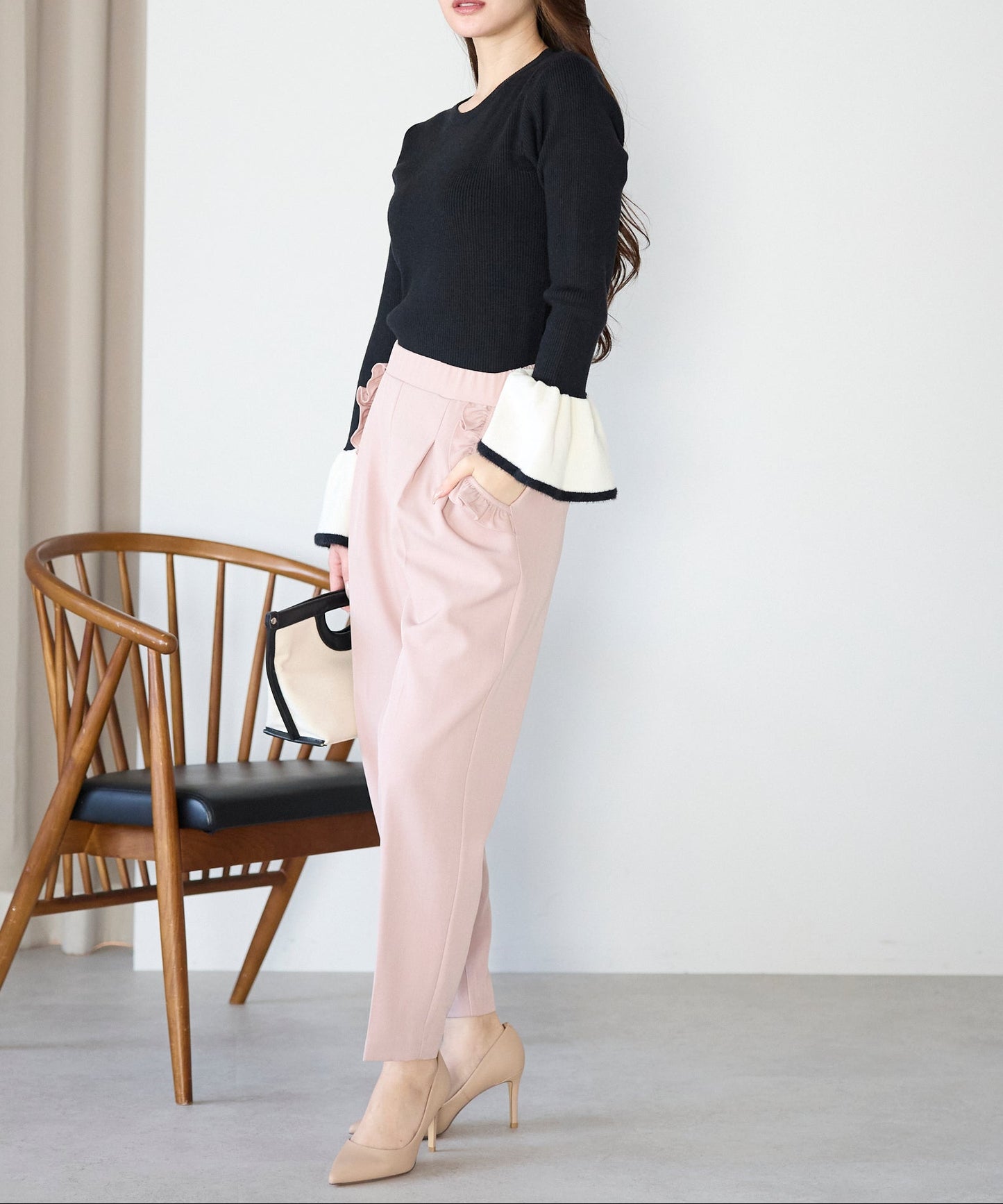 【1月11日(日)20時〜新発売】バイカラーフレアスリーブニット