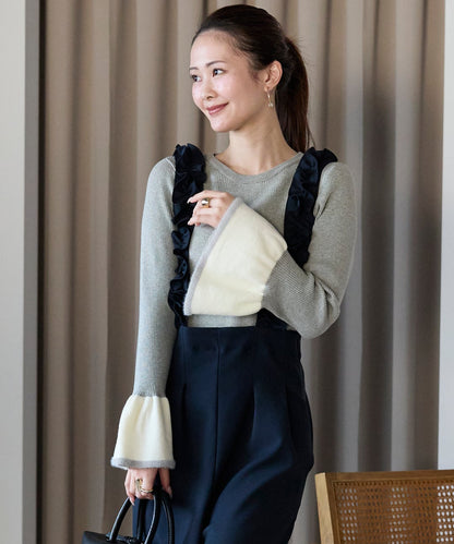 【1月11日(日)20時〜新発売】バイカラーフレアスリーブニット