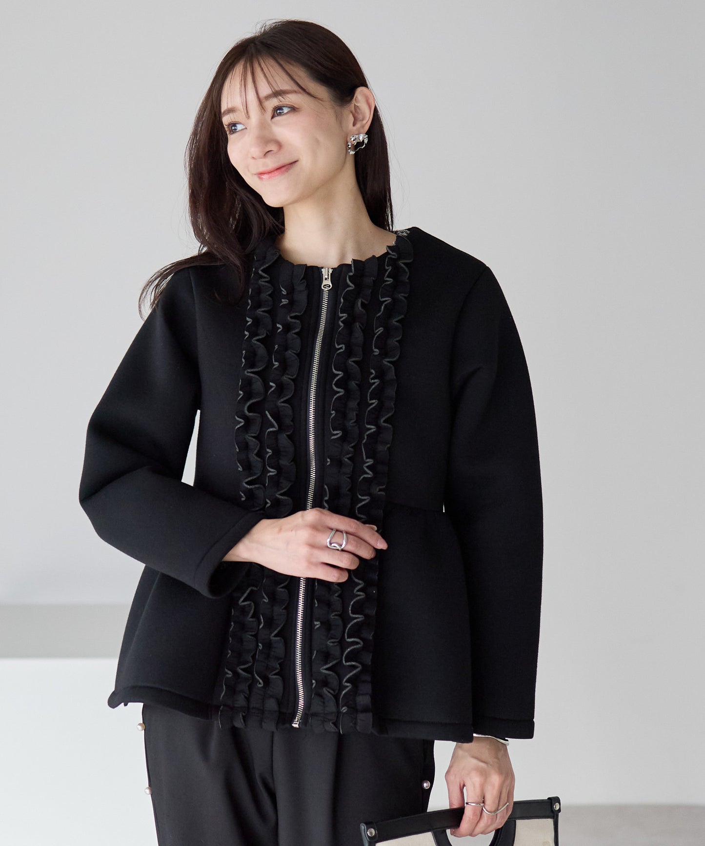 【1月25日(日)20時〜新発売】予約販売フロントフリルペプラムジャケット