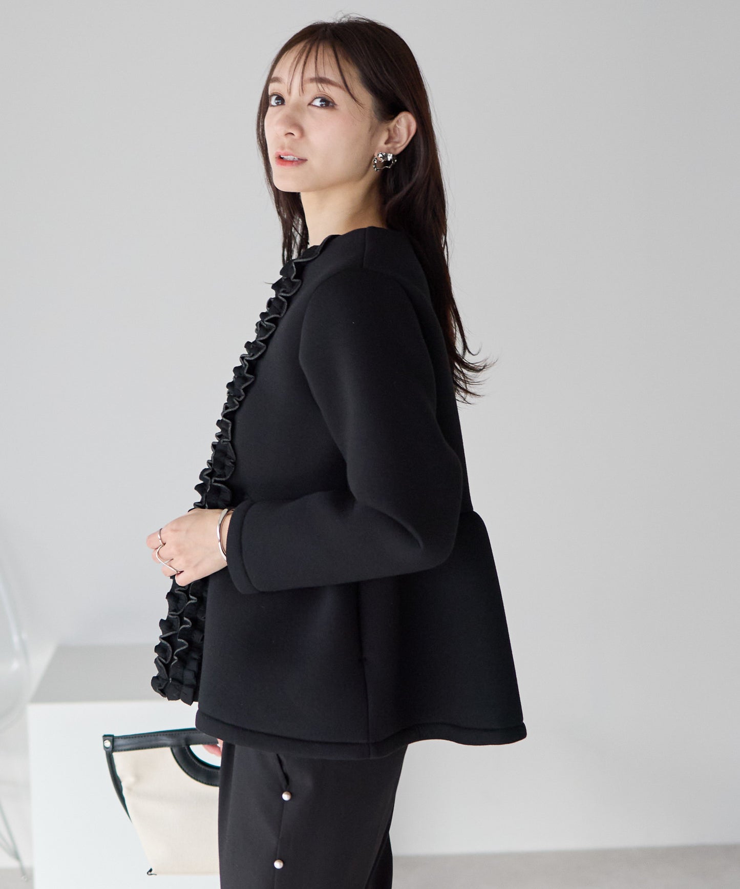 【1月25日(日)20時〜新発売】予約販売フロントフリルペプラムジャケット