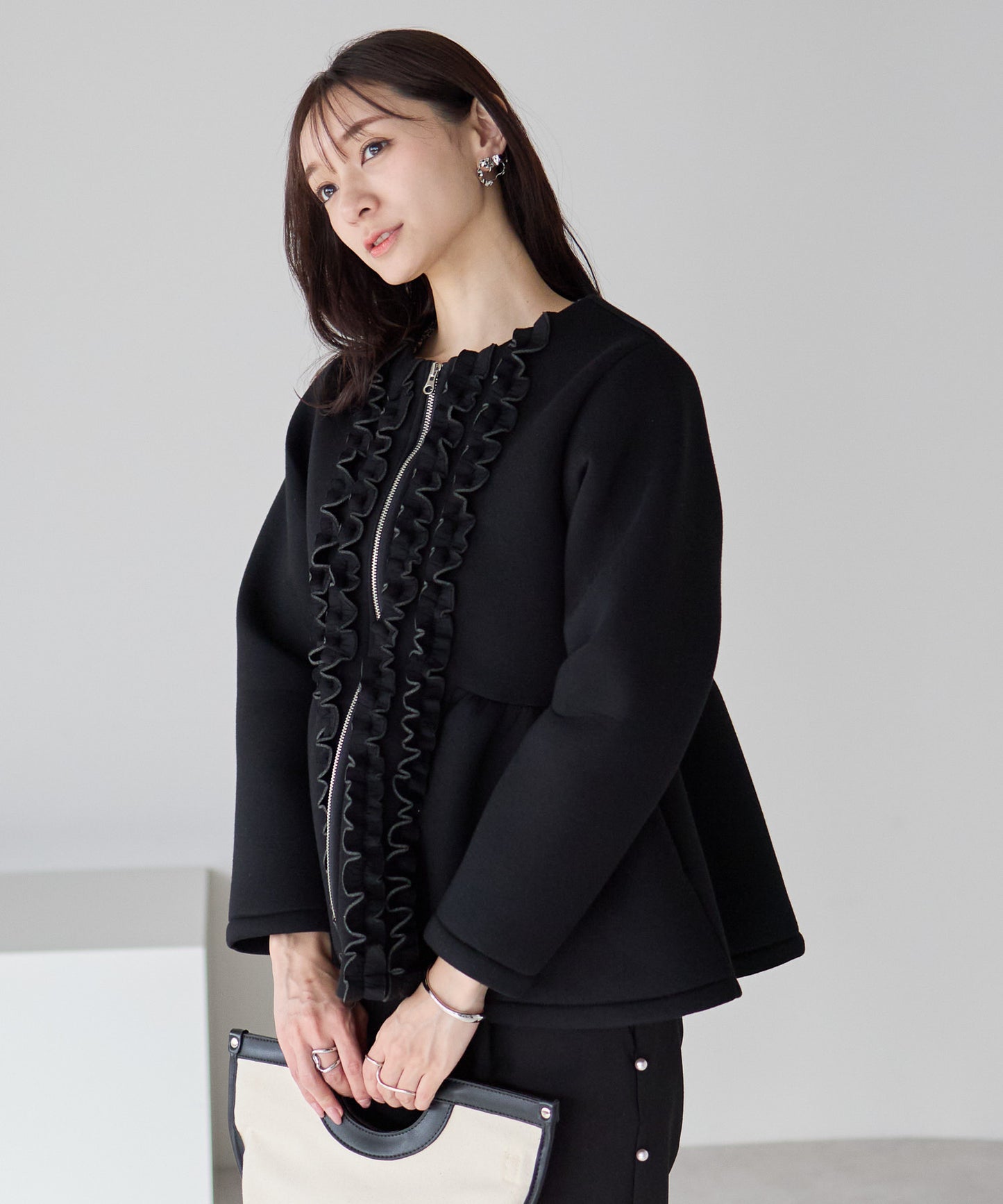 【1月25日(日)20時〜新発売】予約販売フロントフリルペプラムジャケット