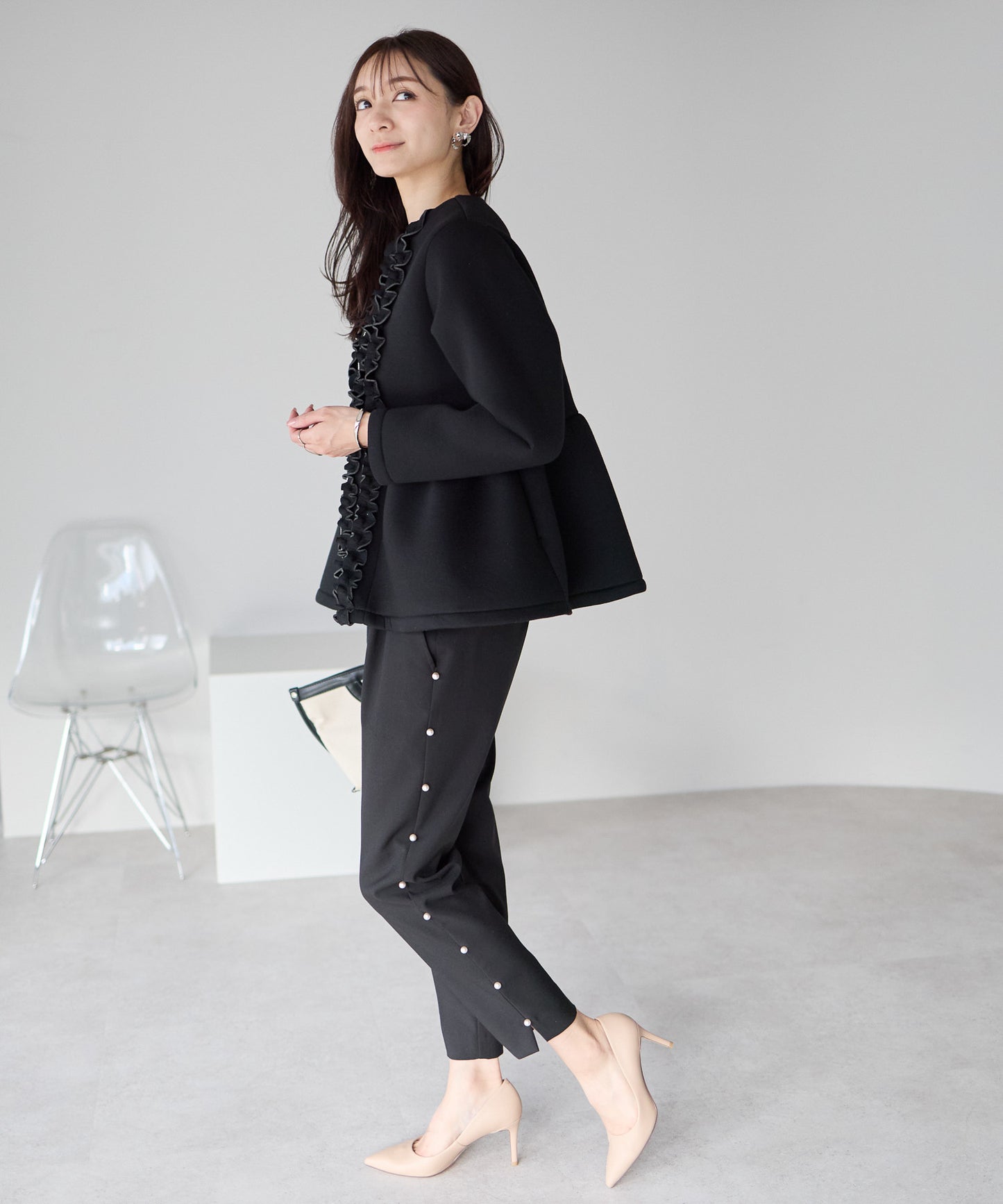 【1月25日(日)20時〜新発売】予約販売フロントフリルペプラムジャケット